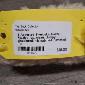 4 Assorted Sheepskin Halter Fuzzies *vgc, clean, mnr dirt, hair & clumpy