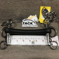 SS Curved Hard Rubber Mullen Mouth Pelham Bit, chain *vgc, clean, film/residue
