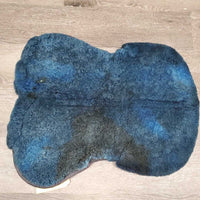 Sheepskin Quilt Half Pad, rolled edge *gc, hairy, stains, discolor, cut tabs, puckers, gunk, clumpy, rubs, threads