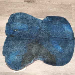Sheepskin Quilt Half Pad, rolled edge *gc, hairy, stains, discolor, cut tabs, puckers, gunk, clumpy, rubs, threads