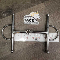 Med Full Cheek Snaffle Bit *gc, clean, dull, thick stains & residue, scratches, loose joints

