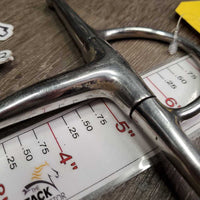 Med Full Cheek Snaffle Bit *gc, clean, dull, thick stains & residue, scratches, loose joints
