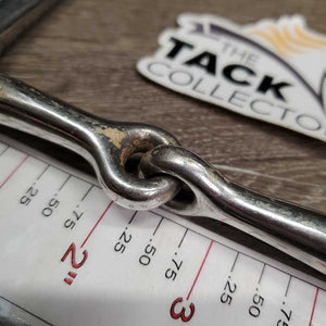 Med Full Cheek Snaffle Bit *gc, clean, dull, thick stains & residue, scratches, loose joints