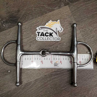 Med Full Cheek Snaffle Bit *gc, clean, dull, thick stains & residue, scratches, loose joints
