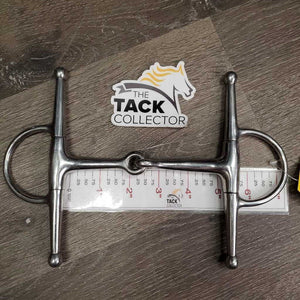 Med Full Cheek Snaffle Bit *gc, clean, dull, thick stains & residue, scratches, loose joints