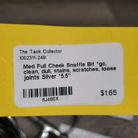 Med Full Cheek Snaffle Bit *gc, clean, dull, stains, scratches, loose joints
