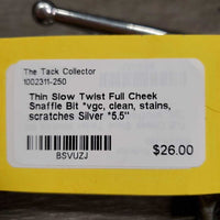 Thin Slow Twist Full Cheek Snaffle Bit *vgc, clean, stains, scratches
