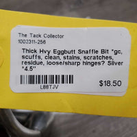 Thick Hvy Eggbutt Snaffle Bit *gc, scuffs, clean, stains, scratches, residue, loose/sharp hinges?
