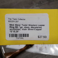 Med Slow Twist Western Loose Ring Bit *gc, clean, discolored, scratches, stain
