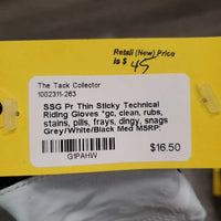 Pr Thin Sticky Technical Riding Gloves *gc, clean, rubs, stains, pills, frays, dingy, snags
