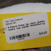 4 Fleece Polos *gc, clean, clumpy, stains, hair, marker
