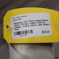 Thick Closed Boots, velcro *fair/gc, stains, clean & residue, v.hairy velcro, rubs