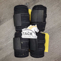 4 Stretchy Exercise Leg Wraps, silicone inner grips *gc, clean, faded, edge rubs & pills, fuzzy, hairy, older
