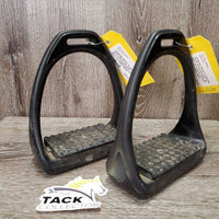 "Reflex" Pr Wide Base Plastic Stirrup Irons, grips *vgc, dirty, mnr scratches & scrapes
