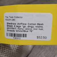 Cotton Mesh Sheet, 2 legs *gc, dingy, stains, dirt/film?, hairy velcro, mnr hair, threads

