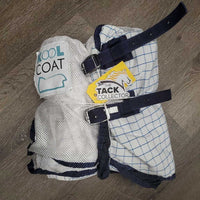 Cotton Mesh Sheet, detach neck & belly strap, 2 legs *vgc, missing velcro, threads, undone binding, stains, pills, mnr hair
