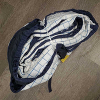 Cotton Mesh Sheet, detach neck & belly strap, 2 legs *vgc, missing velcro, threads, undone binding, stains, pills, mnr hair
