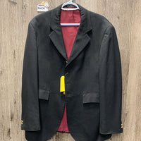 Hvy Dressage Show Jacket *gc/fair, older, pit stains, rubbed & holey cuffs, frayed button hole edges, sm lining holes
