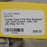 Full Seat Breeches *vgc, seam puckers, older, mnr pilly lining
