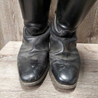 MENS Dressage Boots, Pull On *gc, older, dirt, scrapes, scratches, widened
