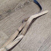Pr Narrow Leather Spur Straps, Flower Bling *vgc/gc, clean, widened, bent, stains, mnr loose thread
