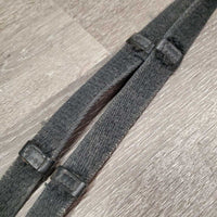 Cotton Web Reins, finger stoppers *gc, v.rubbed, faded, loose threads, snags, older? faded
