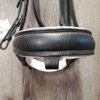 Rsd Padded Monocrown Dressage Bridle, Crank, Bling *gc, NO Flash, seam stains?dirt, v.tight keeper, mnr residue, rubs, discolored bling, dry, stiff, xholes, cut end