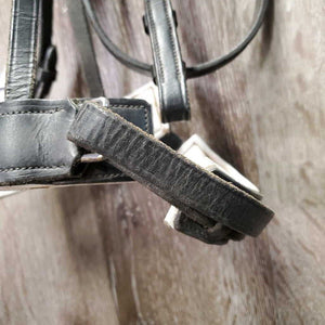 Rsd Padded Monocrown Dressage Bridle, Crank, Bling *gc, NO Flash, seam stains?dirt, v.tight keeper, mnr residue, rubs, discolored bling, dry, stiff, xholes, cut end
