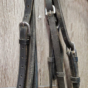 Rsd Padded Monocrown Dressage Bridle, Crank, Bling *gc, NO Flash, seam stains?dirt, v.tight keeper, mnr residue, rubs, discolored bling, dry, stiff, xholes, cut end