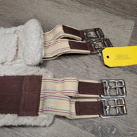 Nylon Web & Fleece Girth, D Ring, x2 els *gc/fair, clean, clumpy, v.stretched els, rubs, thin edges
