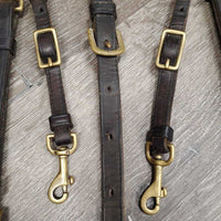 Adjustable Breastplate, Quick Release Snap Side, snaps *gc/fair, clean, faded, older, dry, cracking, v.stiff, xholes, No Girth attachment
