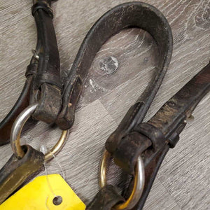 Adjustable Leather Breastplate, Running Martingale, Snaps *gc, older, dry, stiff, creases, rubs, xholes, residue, rubs, scrapes, trimmed