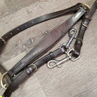 Adjustable Leather Breastplate, Running Martingale, Snaps *gc, older, dry, stiff, creases, rubs, xholes, residue, rubs, scrapes, trimmed