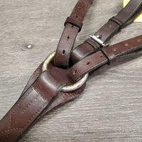 Elastic Adjsutable Leather Breastplate, Running Martingale, snaps *gc/fair, clean, v.dry, v.stiff, xholes, slice, oxidized, stretched/thin elastic