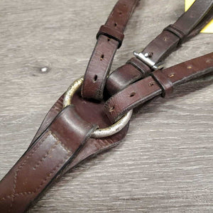 Elastic Adjsutable Leather Breastplate, Running Martingale, snaps *gc/fair, clean, v.dry, v.stiff, xholes, slice, oxidized, stretched/thin elastic