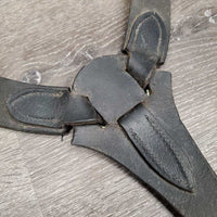Elastic - Leather Breastplate, snaps *gc, older, xholes, stained elastic, rubs, scrapes, slice
