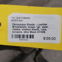 Elastic - Leather Breastplate, snaps *gc, older, xholes, stained elastic, rubs, scrapes, slice
