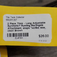 2 Piece Thick - Long Adjustable Synthetic? Running Martingale Attachment, snaps *xc/like new, clean