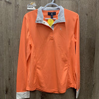 LS Show Sun Shirt, 1/2 Snap Up, attached snap collar, mesh sleeves *xc/like new, mnr seam puckers
