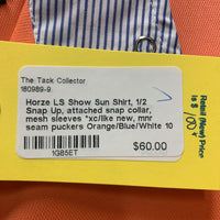 LS Show Sun Shirt, 1/2 Snap Up, attached snap collar, mesh sleeves *xc/like new, mnr seam puckers
