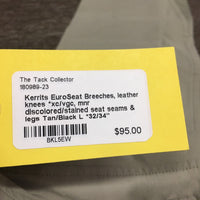 EuroSeat Breeches, leather knees *xc/vgc, mnr discolored/stained seat seams & legs