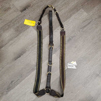 Leather & Elastic Breastplate, snaps *fair/gc, cracked, faded, clean, stains, xholes
