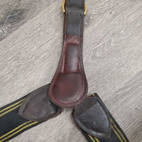 Leather & Elastic Breastplate, snaps *fair/gc, cracked, faded, clean, stains, xholes
