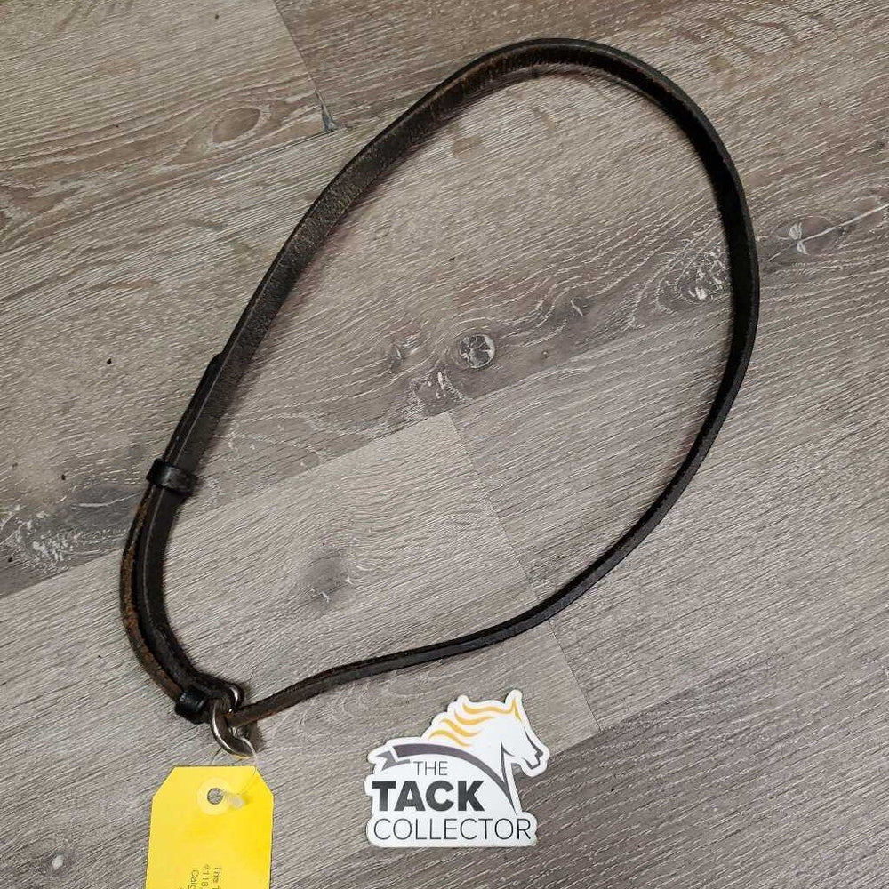 Thick Leather Western Throatlatch, 2 keepers *vgc, dry, stiff, clean & dirty/residue, edge scrapes