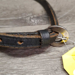 Thick Leather Western Throatlatch, 2 keepers *vgc, dry, stiff, clean & dirty/residue, edge scrapes