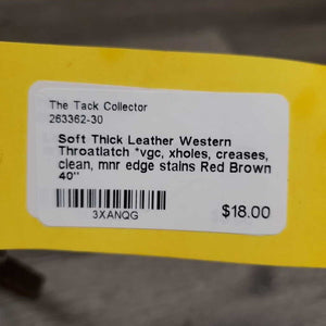 Soft Thick Leather Western Throatlatch *vgc, xholes, creases, clean, mnr edge stains