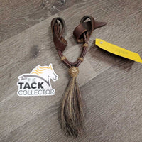 Leather Western Curb - Chin Strap, Horsehair Tassel *vgc, dry, stioff, creases, scraped edges
