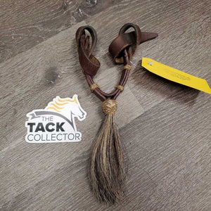 Leather Western Curb - Chin Strap, Horsehair Tassel *vgc, dry, stioff, creases, scraped edges