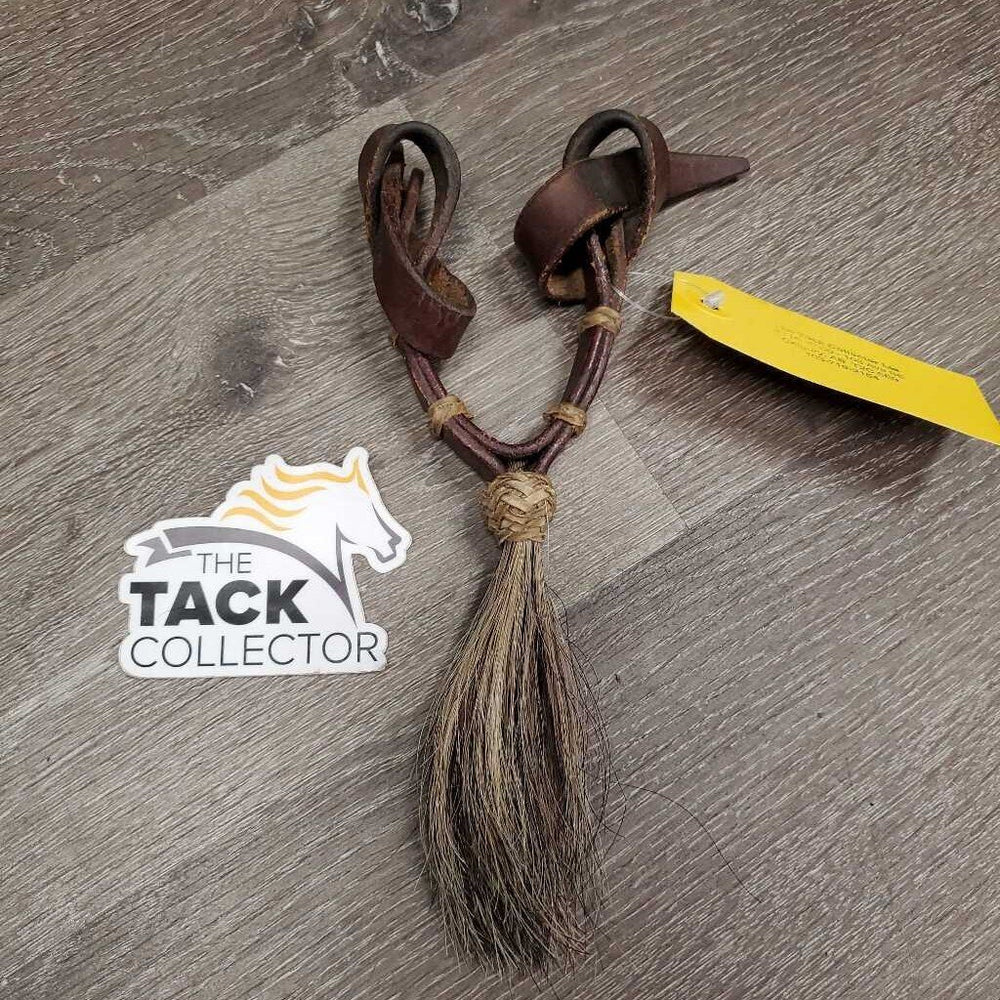 Leather Western Curb - Chin Strap, Horsehair Tassel *vgc, dry, stioff, creases, scraped edges