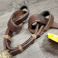 Leather Western Curb - Chin Strap, Horsehair Tassel *vgc, dry, stioff, creases, scraped edges
